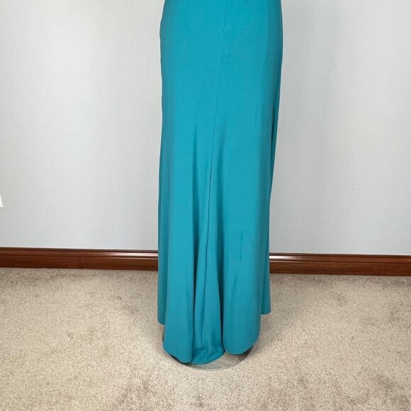 Cameron Blake by Mon Cheri Womens 112652 Formal Gown Maxi Dress Teal size 6 - Picture 13 of 16